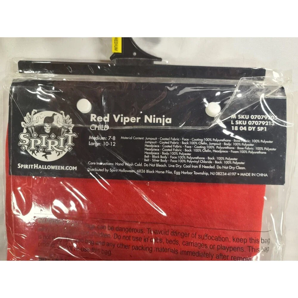 Spirit Halloween Red Viper Ninja Costume Child Medium 7-8